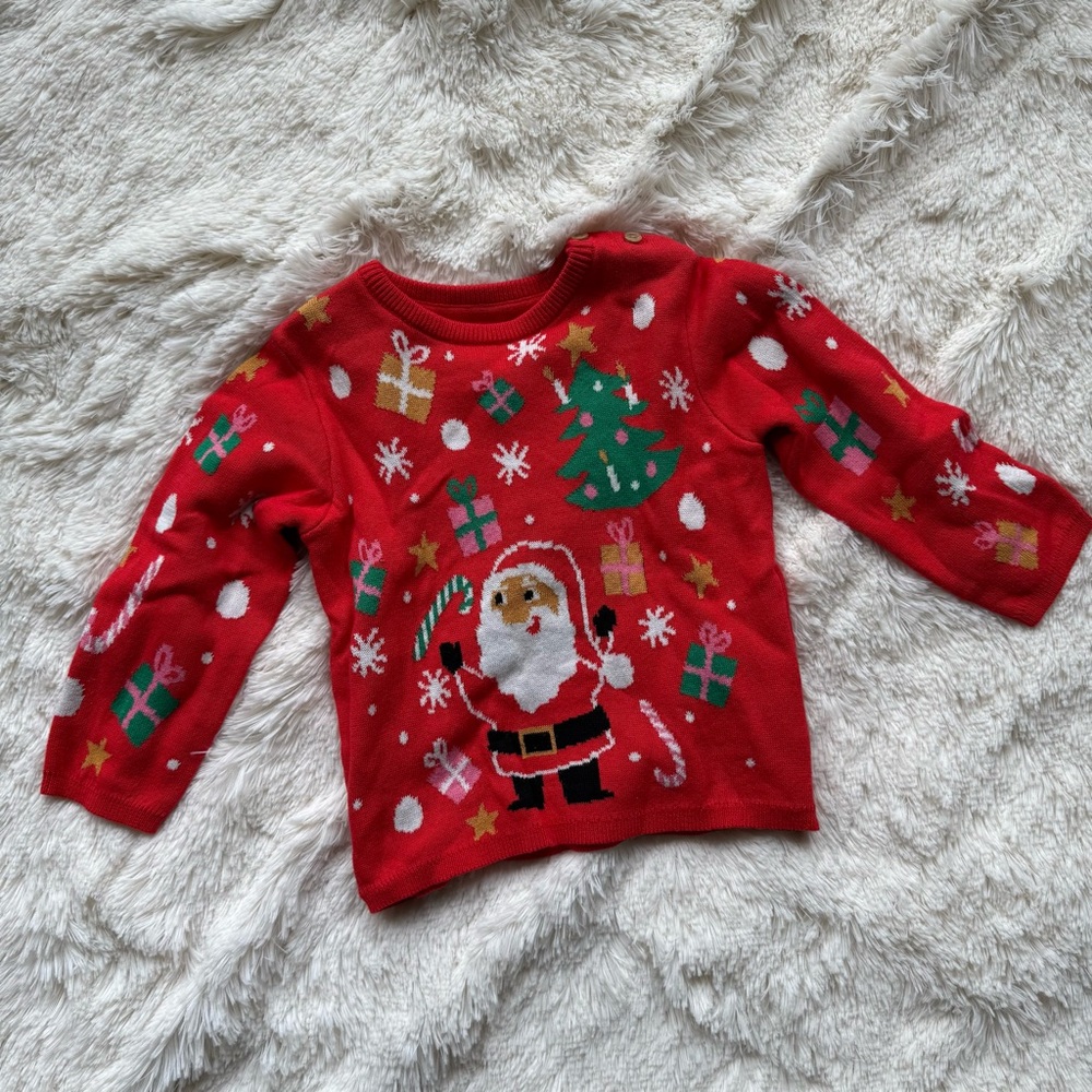H&M Toddler Girl Red Christmas Sweater Size 12-18 Months